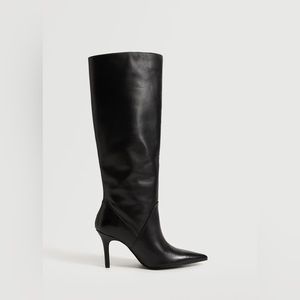 High heel leather boot
